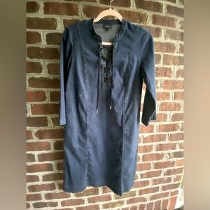 J. Jill Denim Dress with lace-up front and POCKETS! Size Small.